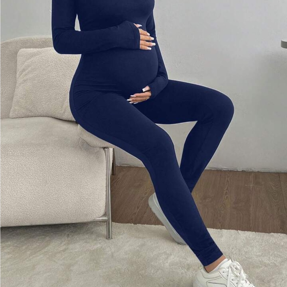 Navy Maternity Jumpsuit